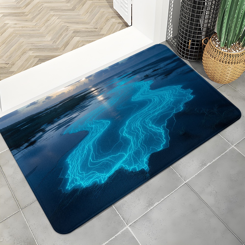 Office Tech Background - Abstracte Topo deurmat met neonblauwe contourlijnen