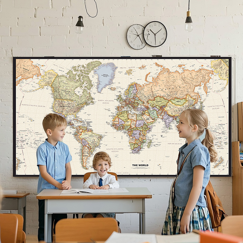 Office Tech Background - 150x225cm Retro Wereldkaart Fotografie Achtergrond Vinyl