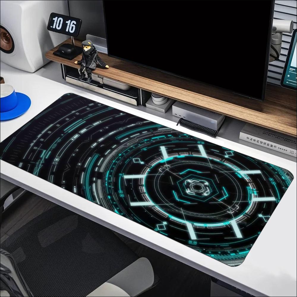 Office Tech Set Up - Blauw Cyaan Tech Circuit Circle Grote