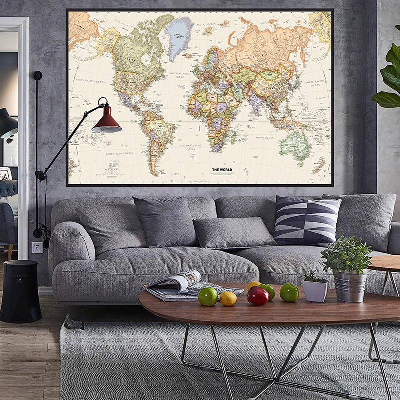 150x225cm Retro Wereldkaart Fo - Office Tech Background recensie en prijs