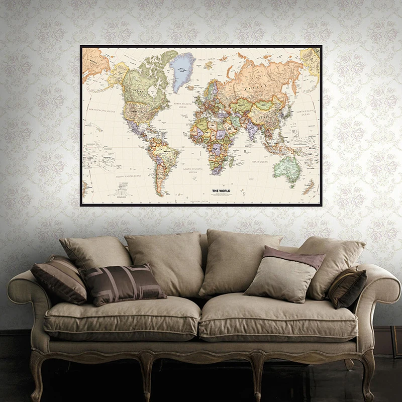 150x225cm Retro Wereldkaart Fo - Office Tech Background recensie en prijs