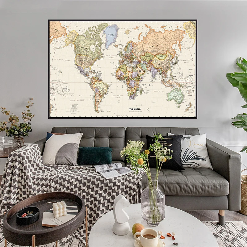 150x225cm Retro Wereldkaart Fo - Office Tech Background recensie en prijs
